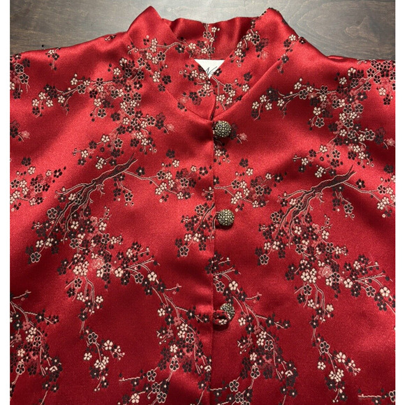 Vtg 80s Saks Ruth Norman NY Womens Jacket Size Med Asian Cheongsam Style Red USA - Picture 3 of 15